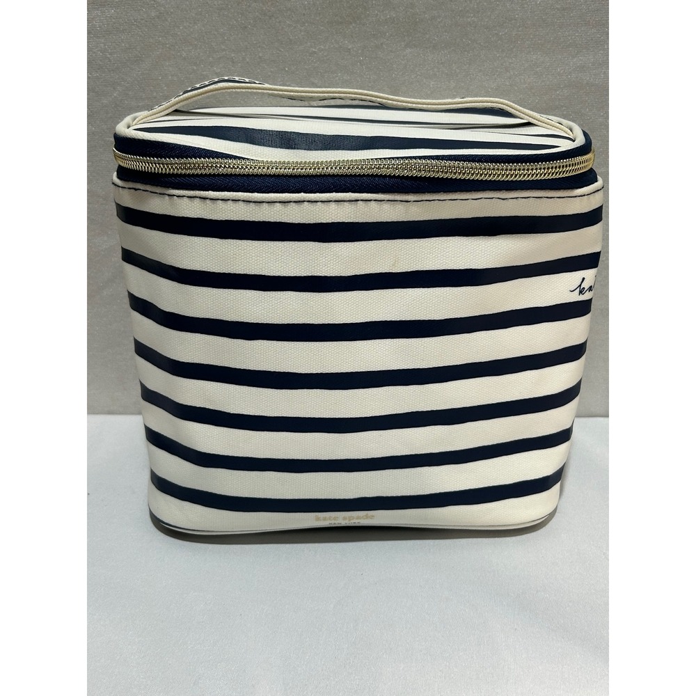 Kate Spade NY Insulated Lunch Box Tote Navy Beige‎ Striped Thermal Bag Teacherl